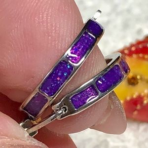 💜purple inlay earrings bright and shiny like new